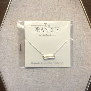 ✨ The2Bandits Athens Iridescent Brass Plated Silver Tone Bar Necklace